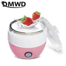 요거트 요플레 메이커 요구르트 131561 DMWD 전기 DIY 도구 주방 가전 자동 라이너 재료 스테인레스 스틸 1L EU 미국, 핑크, 03 분홍색