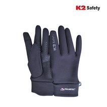K2 Safety 폴라텍 스트레치장갑 스마트폰 터치 방한장갑, 블랙 L