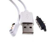 2 세트 마그네틱 Usb 충전 케이블 스마트 워치 2.8mm 여성 포고 핀 커넥터 전원 솔루션 2 핀 접촉 패드 PC, 화이트 스트레이트 f