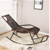 [이지마트]1인용 흔들의자 수유 안락 효도선물 낮잠 원목 등나무 라탄 1인용의자, 화이트+블루패드+카펫