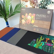 문교 오일파스텔 종이 스케치북 전문가용, 다크(컬러4종)