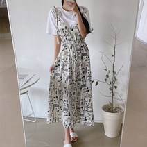 퍼니걸스 5136 나염 프린팅 뷔스티에 롱 원피스 여성의류