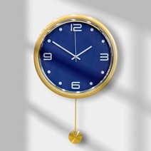 [천삼백케이] [키다리] 심플 디자인 저소음 원형 추 벽시계 블루 (kpl076), 단품