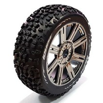 LOUISE RC L-T3109BC B-MAZINGER 1/8 BUGGY TIRE / SPORT BLACK CHROME SPOKE RIM MOUNTED (반대분 본딩완료)(1/8버기타이어)