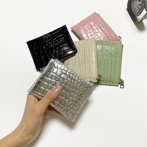디어다린 소가죽 와니 크로커 카드지갑 반지갑 5color 블랙 실버 크림 민트 연핑크