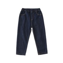 가을 패밀리룩 순면 대비 색상 라운드넥 티셔츠와 데님 팬츠 코디 부모-남매 커플룩 휴일나들이옷