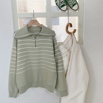 올리비에스클로젯 데일리 스트라이프 하프 집업 니트 O2302KN059A