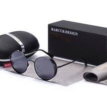 BARCUR Original Round 선글라스 Men Vintage glasses Women Steampunk 편광 안경