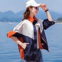 FANSYLI 여자 래쉬가드 여름 얇은 통기성 긴팔 가디건 자외선 차단 코트 10호 2A12, 오렌지