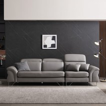 제노가구 샬론 천연면피 통가죽 4인용 쇼파, 로얄블루