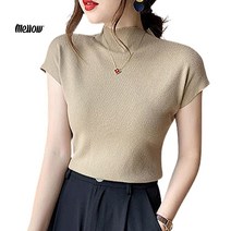 멜로우 깔끔한 여성 베이직 반목 캡소매 반팔니트 1개