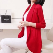 WZC 봄가을 하프 니트 가디건 무지 카라 오픈 루즈핏 여성상의 간절기 빅사이즈 6가지 컬러