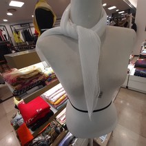 알다 깔끔 심플~깨끗~단색 무지~주름 스카프(화이트)