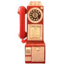 일반 전화기 옛날 집 회사 사무실 새로운 핫 빈티지 회전 클래식 봐 다이얼 공중 전화 모델 레트로 부스 홈 인테리어 장식 USJ99, 빨간