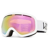 VonZipper 본지퍼 남녀 공용 스카이랩 스노우 스포츠 고글 - 진동 프레임 로커스트 크롬 렌즈, 야생 동물 연기 핑크 크롬, 하얀색