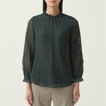 올리비아로렌 / 하이넥 자수 블라우스 VOCNLXF8111 / 애플아울렛 ( 그린 )