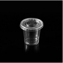 일회용 투명 플라스틱 PET 소스 용기 통 1온스+F45리드 (뚜껑포함), 소스컵1온스+F45리드(500개세트)