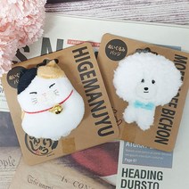 어뮤즈 강아지 고양이 인형 캐릭터 가방 뱃지 브로치 옷핀 와펜 배지, 히게만쥬(고양이)