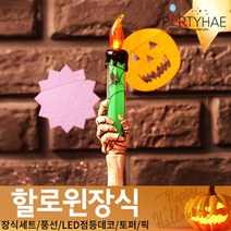 (주)파티해 할로윈 장식2 D-G - 월데코 종이등 데코 행잉 호박 LED 거미줄, F19_할로윈빈티지해골양초-그린