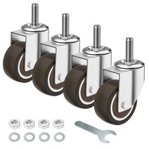 운반 바퀴 2.5cm(1인치) 캐스터 4개 세트 스레드 로드 회전 가구 바퀴 소음 및 미끄럼 방지 고무 소형, 05 3.8cm(1.5인치) 360° 회전