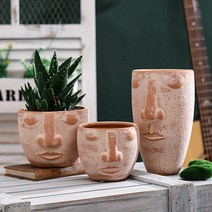 모아이 석상 토분 화분 스노우화이트 긴대, 긴대13x20cm