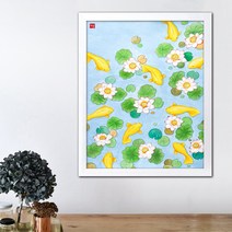 나봄갤러리 연꽃 구어도 4 잉어그림 구여도 액자, 2.심플 화이트 액자