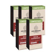 그라인더 커피 캡슐 리치 에스프레소 10개 Grinders Compostable Coffee Capsules Rich Espresso, 5팩