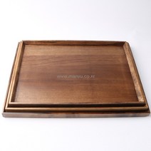 애쉬목 고급 엔틱 직사각 나무 쟁반 3size, 특대