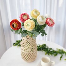 [천삼백케이] [바이제이] 라넌 큘러스 조화 4c 프리미엄 실크 플라워 부쉬 셀프웨딩, 스칼렛