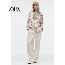 자라 ZARA 셔츠 봄 여성 의류 플라워 프린트 실크 새틴 텍스처 7969235 330
