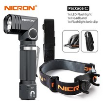 초강력 LED후레쉬 낚시 캠핑용 등산 손전등 nicron led 손전등 핸즈프리 듀얼, 패키지 c, 협력사, 검은 색, 04 Package C_01 Black