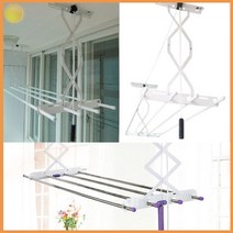 천정 건조대 빨래 베란다 드라이 천장 분체 스텐 추천 옷걸이 빨래 말리기 걸이 꾸미기 리빙 스타일 다목적 가성비 다용도 실용 기타 생활 용품 이지 조립식, 05.스텐천정건조대3단