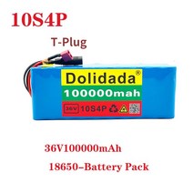 전기 자전거 배터리 새로운 36V 10s4p 100Ah 1000W 대용량 18650 리튬 배터리 팩 BMS tplug와 전기 자전거, 04 빨간