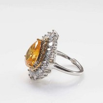 아쿠아마린반지 3월 탄생석 별자리 반지 Cellacity 925 스털링 실버 제작 황수정 반지 물방울 모양 큰 보