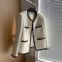 여성트위드자켓 겨울 여자 청자켓런웨이 가을 여성 싱글 브레스트 작은 향기 스트라이프 코트 트위