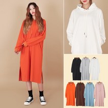(주)퍼스트클로 여성 빅사이즈 오버핏 미니쭈리 롱 트임 임산부 후드 원피스_F0405