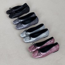 런슈즈 반짝이 블링블링 스팽글 리본 여성 플랫슈즈