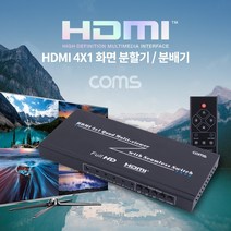 [ILLU]Coms HDMI 화면 분할기 4x1 PC분배 컴퓨터 모니터 영상 분배_hAeEA, ff본상품ff