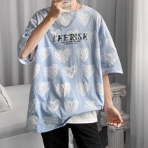 케주얼티셔츠 703T267 P30 여름 사랑하트 그래피티 낙서 인쇄 꽃 만판 4993577764