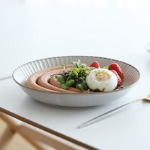 오반자이 내추럴 빗살 파스타 찬기 22cm 일본 그릇 식기 레트로식기 파스타그릇