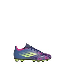 Adidas X Speedflow Messi.4 유연한 그라운드 클리트 축구(어린이/큰 어린이) 빅토리 블루/쇼크 핑크/솔라 옐로우