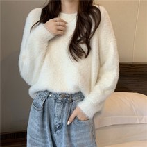 나루니 W02211 털니트 앙고라 니트 예쁜 라운드넥 봄 겨울