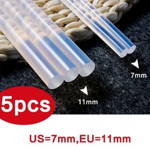 미니글루건 실리콘총 핫멜트 무선글루건 실리콘건 글루건 7mm 11mm 스틱 60w 전기 난방 가정용 핫 홈 diy 도구 공예 수리 도구, 5pcs 접착제 스틱, 유럽 ​​연합