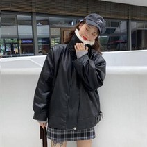 PU자켓 여성 가을 겨울 도톰한 가죽점퍼 루즈핏 캐주얼 기모 가죽점퍼 FC4752