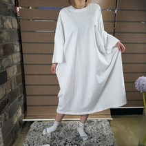 디바스타 여성용 프린팅 루즈핏 빅사이즈 박스 롱 원피스