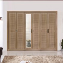 솜씨방가구 키높이 루바갤러리 2400 장롱세트 (옷장+이불장+윗선반옷장), 오크