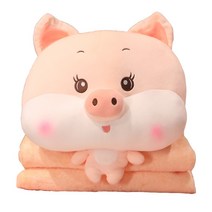 깜찍한 동물 캐릭터 쿠션 극세사 담요 호랑이 돼지 인형