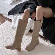 노이에 여성 데일리 통넓은 박시 가죽 롱부츠