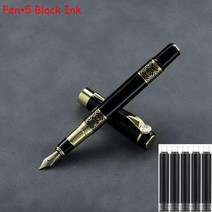 클래식 디자인 로즈 우드 금속 잉크 만년필 비즈니스 남성 필기구 선물 펜 2 개 구매 보내기, [18] Pen 5 Black Ink