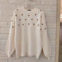 헤이린뉴욕 SH01 라운드 꽃자수니트 HL4KT4017